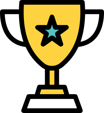 Kazanan ikon sembolü, ödül ödülünün renk tasarımı ile tasarımı ile tasvir edilmesi, modern grafik sanatları dijital tasarımı için mükemmel bir başarı ve zafer sembolü.