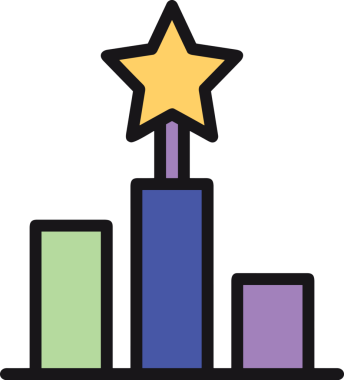 Kazanan ikon sembolü, ödül ödülünün renk tasarımı ile tasarımı ile tasvir edilmesi, modern grafik sanatları dijital tasarımı için mükemmel bir başarı ve zafer sembolü.