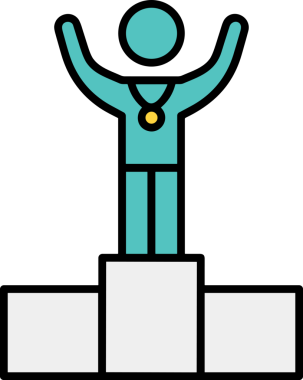 Kazanan ikon sembolü, ödül ödülünün renk tasarımı ile tasarımı ile tasvir edilmesi, modern grafik sanatları dijital tasarımı için mükemmel bir başarı ve zafer sembolü.