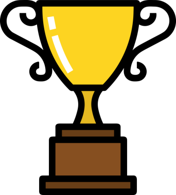 Kazanan ikon sembolü, ödül ödülünün renk tasarımı ile tasarımı ile tasvir edilmesi, modern grafik sanatları dijital tasarımı için mükemmel bir başarı ve zafer sembolü.