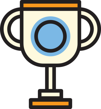 Kazanan ikon sembolü, ödül ödülünün renk tasarımı ile tasarımı ile tasvir edilmesi, modern grafik sanatları dijital tasarımı için mükemmel bir başarı ve zafer sembolü.