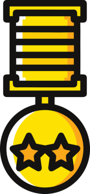 Kazanan ikon sembolü, ödül ödülünün renk tasarımı ile tasarımı ile tasvir edilmesi, modern grafik sanatları dijital tasarımı için mükemmel bir başarı ve zafer sembolü.