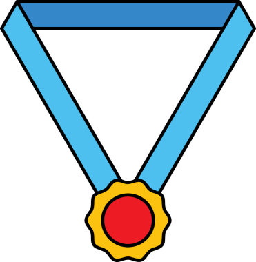 Kazanan ikon sembolü, ödül ödülünün renk tasarımı ile tasarımı ile tasvir edilmesi, modern grafik sanatları dijital tasarımı için mükemmel bir başarı ve zafer sembolü.