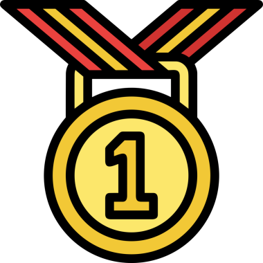 Kazanan ikon sembolü, ödül ödülünün renk tasarımı ile tasarımı ile tasvir edilmesi, modern grafik sanatları dijital tasarımı için mükemmel bir başarı ve zafer sembolü.