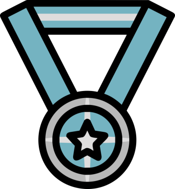 Kazanan ikon sembolü, ödül ödülünün renk tasarımı ile tasarımı ile tasvir edilmesi, modern grafik sanatları dijital tasarımı için mükemmel bir başarı ve zafer sembolü.