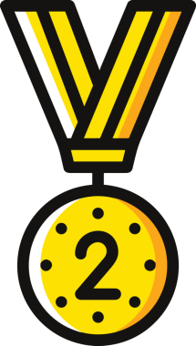 Kazanan ikon sembolü, ödül ödülünün renk tasarımı ile tasarımı ile tasvir edilmesi, modern grafik sanatları dijital tasarımı için mükemmel bir başarı ve zafer sembolü.