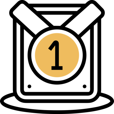 Kazanan ikon sembolü, ödül ödülünün renk tasarımı ile tasarımı ile tasvir edilmesi, modern grafik sanatları dijital tasarımı için mükemmel bir başarı ve zafer sembolü.