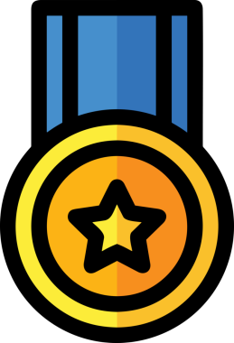 Kazanan ikon sembolü, ödül ödülünün renk tasarımı ile tasarımı ile tasvir edilmesi, modern grafik sanatları dijital tasarımı için mükemmel bir başarı ve zafer sembolü.