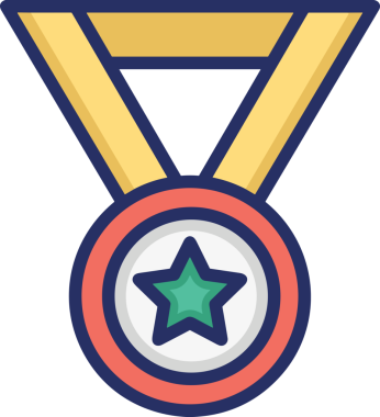 Kazanan ikon sembolü, ödül ödülünün renk tasarımı ile tasarımı ile tasvir edilmesi, modern grafik sanatları dijital tasarımı için mükemmel bir başarı ve zafer sembolü.