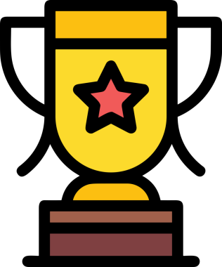 Kazanan ikon sembolü, ödül ödülünün renk tasarımı ile tasarımı ile tasvir edilmesi, modern grafik sanatları dijital tasarımı için mükemmel bir başarı ve zafer sembolü.