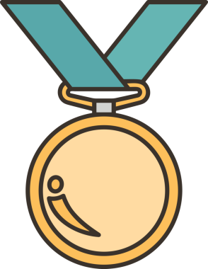 Kazanan ikon sembolü, ödül ödülünün renk tasarımı ile tasarımı ile tasvir edilmesi, modern grafik sanatları dijital tasarımı için mükemmel bir başarı ve zafer sembolü.