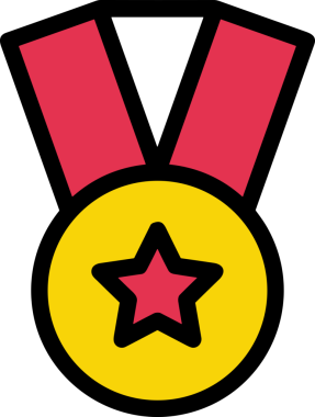 Kazanan ikon sembolü, ödül ödülünün renk tasarımı ile tasarımı ile tasvir edilmesi, modern grafik sanatları dijital tasarımı için mükemmel bir başarı ve zafer sembolü.