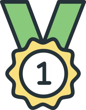 Kazanan ikon sembolü, ödül ödülünün renk tasarımı ile tasarımı ile tasvir edilmesi, modern grafik sanatları dijital tasarımı için mükemmel bir başarı ve zafer sembolü.