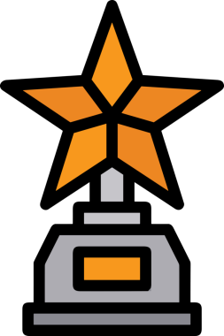 Kazanan ikon sembolü, ödül ödülünün renk tasarımı ile tasarımı ile tasvir edilmesi, modern grafik sanatları dijital tasarımı için mükemmel bir başarı ve zafer sembolü.