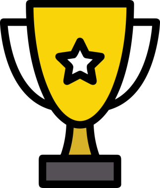 Kazanan ikon sembolü, ödül ödülünün renk tasarımı ile tasarımı ile tasvir edilmesi, modern grafik sanatları dijital tasarımı için mükemmel bir başarı ve zafer sembolü.