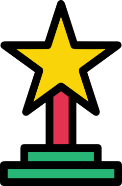Kazanan ikon sembolü, ödül ödülünün renk tasarımı ile tasarımı ile tasvir edilmesi, modern grafik sanatları dijital tasarımı için mükemmel bir başarı ve zafer sembolü.