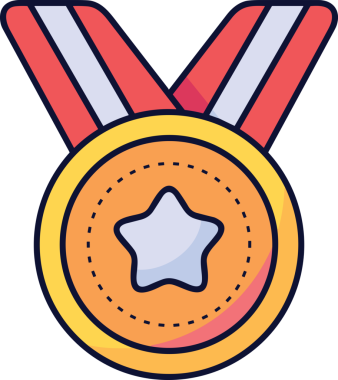 Kazanan ikon sembolü, ödül ödülünün renk tasarımı ile tasarımı ile tasvir edilmesi, modern grafik sanatları dijital tasarımı için mükemmel bir başarı ve zafer sembolü.