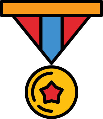 Kazanan ikon sembolü, ödül ödülünün renk tasarımı ile tasarımı ile tasvir edilmesi, modern grafik sanatları dijital tasarımı için mükemmel bir başarı ve zafer sembolü.