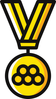 Kazanan ikon sembolü, ödül ödülünün renk tasarımı ile tasarımı ile tasvir edilmesi, modern grafik sanatları dijital tasarımı için mükemmel bir başarı ve zafer sembolü.