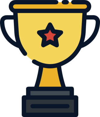 Kazanan ikon sembolü, ödül ödülünün renk tasarımı ile tasarımı ile tasvir edilmesi, modern grafik sanatları dijital tasarımı için mükemmel bir başarı ve zafer sembolü.