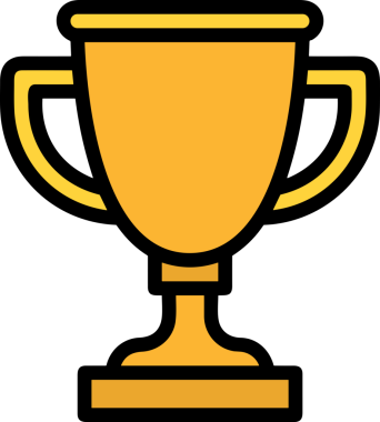 Kazanan ikon sembolü, ödül ödülünün renk tasarımı ile tasarımı ile tasvir edilmesi, modern grafik sanatları dijital tasarımı için mükemmel bir başarı ve zafer sembolü.