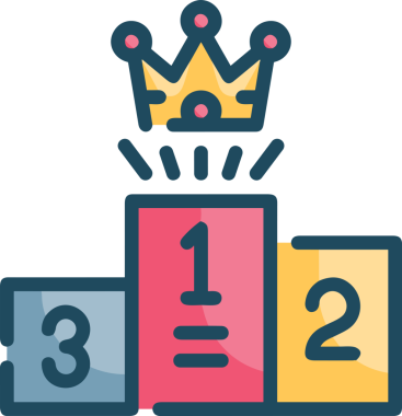 Kazanan ikon sembolü, ödül ödülünün renk tasarımı ile tasarımı ile tasvir edilmesi, modern grafik sanatları dijital tasarımı için mükemmel bir başarı ve zafer sembolü.