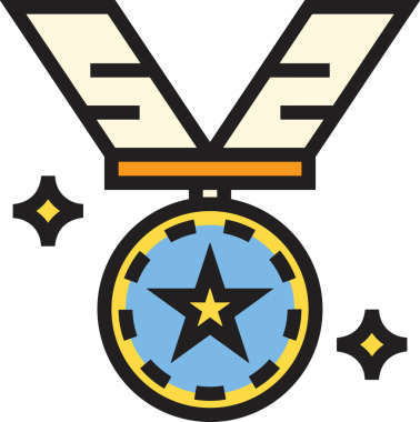 Kazanan ikon sembolü, ödül ödülünün renk tasarımı ile tasarımı ile tasvir edilmesi, modern grafik sanatları dijital tasarımı için mükemmel bir başarı ve zafer sembolü.