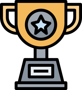 Kazanan ikon sembolü, ödül ödülünün renk tasarımı ile tasarımı ile tasvir edilmesi, modern grafik sanatları dijital tasarımı için mükemmel bir başarı ve zafer sembolü.