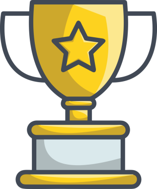 Kazanan ikon sembolü, ödül ödülünün renk tasarımı ile tasarımı ile tasvir edilmesi, modern grafik sanatları dijital tasarımı için mükemmel bir başarı ve zafer sembolü.