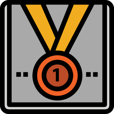 Kazanan ikon sembolü, ödül ödülünün renk tasarımı ile tasarımı ile tasvir edilmesi, modern grafik sanatları dijital tasarımı için mükemmel bir başarı ve zafer sembolü.