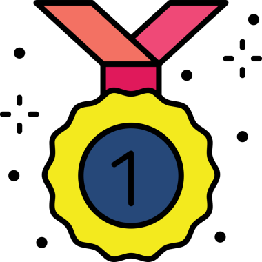 Kazanan ikon sembolü, ödül ödülünün renk tasarımı ile tasarımı ile tasvir edilmesi, modern grafik sanatları dijital tasarımı için mükemmel bir başarı ve zafer sembolü.