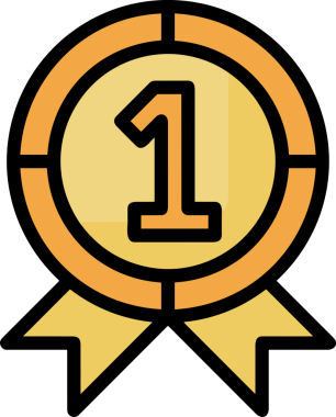 Kazanan ikon sembolü, ödül ödülünün renk tasarımı ile tasarımı ile tasvir edilmesi, modern grafik sanatları dijital tasarımı için mükemmel bir başarı ve zafer sembolü.