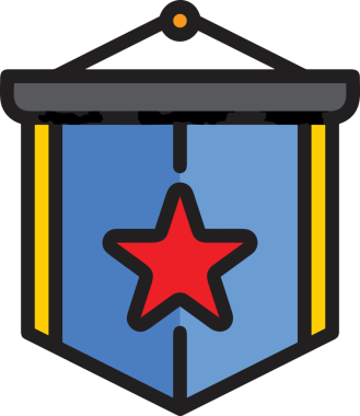 Kazanan ikon sembolü, ödül ödülünün renk tasarımı ile tasarımı ile tasvir edilmesi, modern grafik sanatları dijital tasarımı için mükemmel bir başarı ve zafer sembolü.