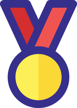 Kazanan ikon sembolü, ödül ödülünün renk tasarımı ile tasarımı ile tasvir edilmesi, modern grafik sanatları dijital tasarımı için mükemmel bir başarı ve zafer sembolü.