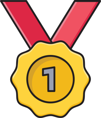 Kazanan ikon sembolü, ödül ödülünün renk tasarımı ile tasarımı ile tasvir edilmesi, modern grafik sanatları dijital tasarımı için mükemmel bir başarı ve zafer sembolü.