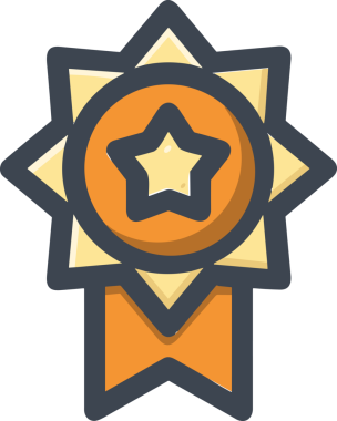 Kazanan ikon sembolü, ödül ödülünün renk tasarımı ile tasarımı ile tasvir edilmesi, modern grafik sanatları dijital tasarımı için mükemmel bir başarı ve zafer sembolü.