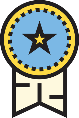 Kazanan ikon sembolü, ödül ödülünün renk tasarımı ile tasarımı ile tasvir edilmesi, modern grafik sanatları dijital tasarımı için mükemmel bir başarı ve zafer sembolü.