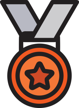 Kazanan ikon sembolü, ödül ödülünün renk tasarımı ile tasarımı ile tasvir edilmesi, modern grafik sanatları dijital tasarımı için mükemmel bir başarı ve zafer sembolü.