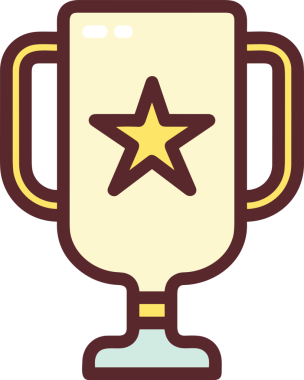 Kazanan ikon sembolü, ödül ödülünün renk tasarımı ile tasarımı ile tasvir edilmesi, modern grafik sanatları dijital tasarımı için mükemmel bir başarı ve zafer sembolü.