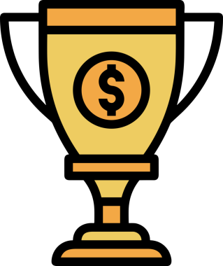 Kazanan ikon sembolü, ödül ödülünün renk tasarımı ile tasarımı ile tasvir edilmesi, modern grafik sanatları dijital tasarımı için mükemmel bir başarı ve zafer sembolü.