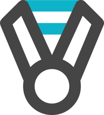 Kazanan ikon sembolü, ödül ödülünün renk tasarımı ile tasarımı ile tasvir edilmesi, modern grafik sanatları dijital tasarımı için mükemmel bir başarı ve zafer sembolü.