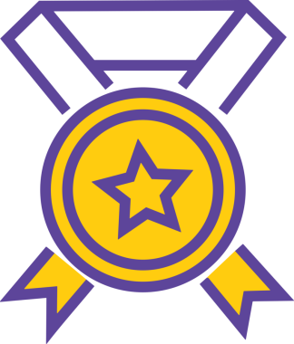 Kazanan ikon sembolü, ödül ödülünün renk tasarımı ile tasarımı ile tasvir edilmesi, modern grafik sanatları dijital tasarımı için mükemmel bir başarı ve zafer sembolü.