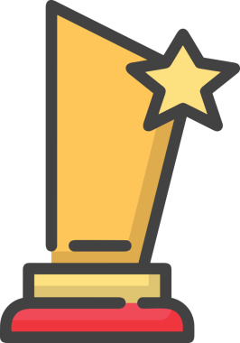 Kazanan ikon sembolü, ödül ödülünün renk tasarımı ile tasarımı ile tasvir edilmesi, modern grafik sanatları dijital tasarımı için mükemmel bir başarı ve zafer sembolü.