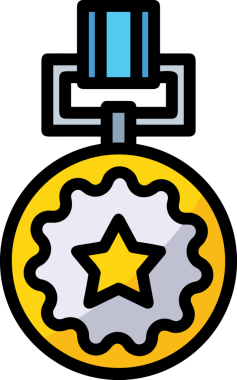 Kazanan ikon sembolü, ödül ödülünün renk tasarımı ile tasarımı ile tasvir edilmesi, modern grafik sanatları dijital tasarımı için mükemmel bir başarı ve zafer sembolü.