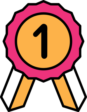 Kazanan ikon sembolü, ödül ödülünün renk tasarımı ile tasarımı ile tasvir edilmesi, modern grafik sanatları dijital tasarımı için mükemmel bir başarı ve zafer sembolü.