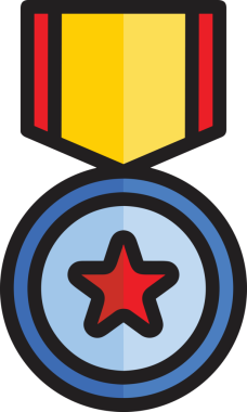 Kazanan ikon sembolü, ödül ödülünün renk tasarımı ile tasarımı ile tasvir edilmesi, modern grafik sanatları dijital tasarımı için mükemmel bir başarı ve zafer sembolü.