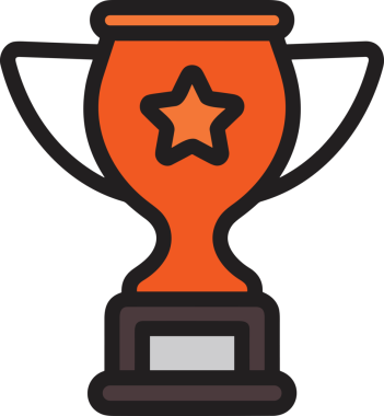 Kazanan ikon sembolü, ödül ödülünün renk tasarımı ile tasarımı ile tasvir edilmesi, modern grafik sanatları dijital tasarımı için mükemmel bir başarı ve zafer sembolü.