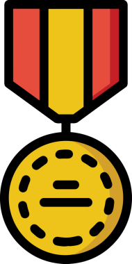 Kazanan ikon sembolü, ödül ödülünün renk tasarımı ile tasarımı ile tasvir edilmesi, modern grafik sanatları dijital tasarımı için mükemmel bir başarı ve zafer sembolü.