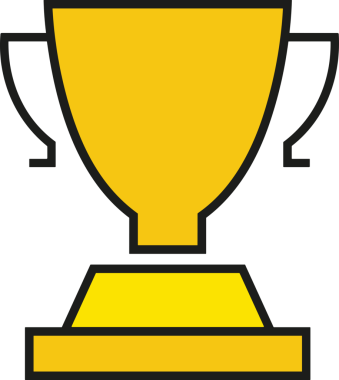 Kazanan ikon sembolü, ödül ödülünün renk tasarımı ile tasarımı ile tasvir edilmesi, modern grafik sanatları dijital tasarımı için mükemmel bir başarı ve zafer sembolü.