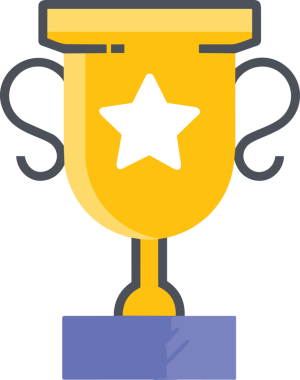 Kazanan ikon sembolü, ödül ödülünün renk tasarımı ile tasarımı ile tasvir edilmesi, modern grafik sanatları dijital tasarımı için mükemmel bir başarı ve zafer sembolü.